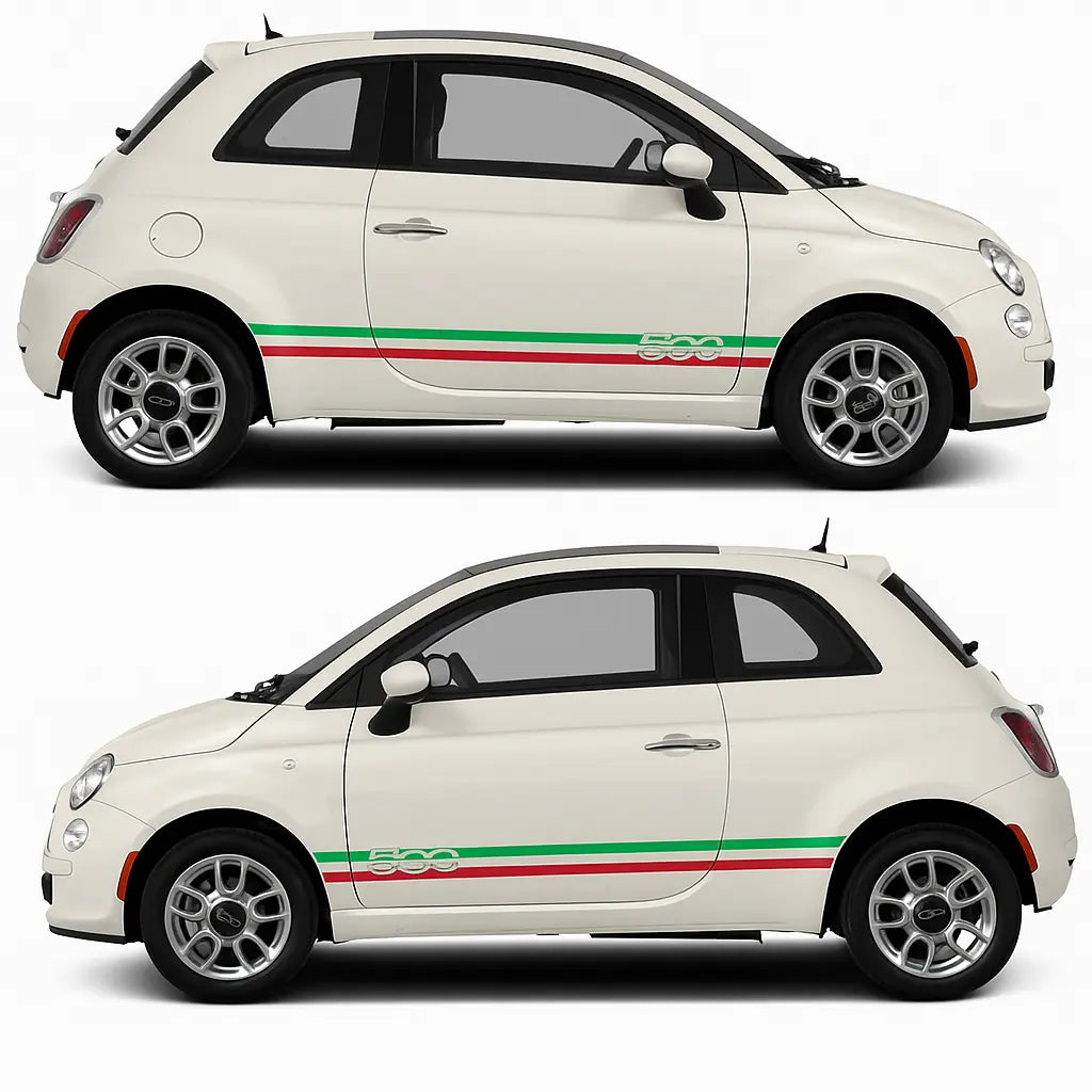 Sticker Master Fiat 500 Italian Side Stripe Araç Yan Şerit Sticker Seti - Sağ ve Sol Sticker Master