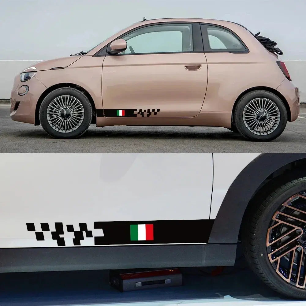 Fiat 500 İtalyan Bayrağı Sticker Kapı Şerit Seti | Sticker Master - Sticker Master
