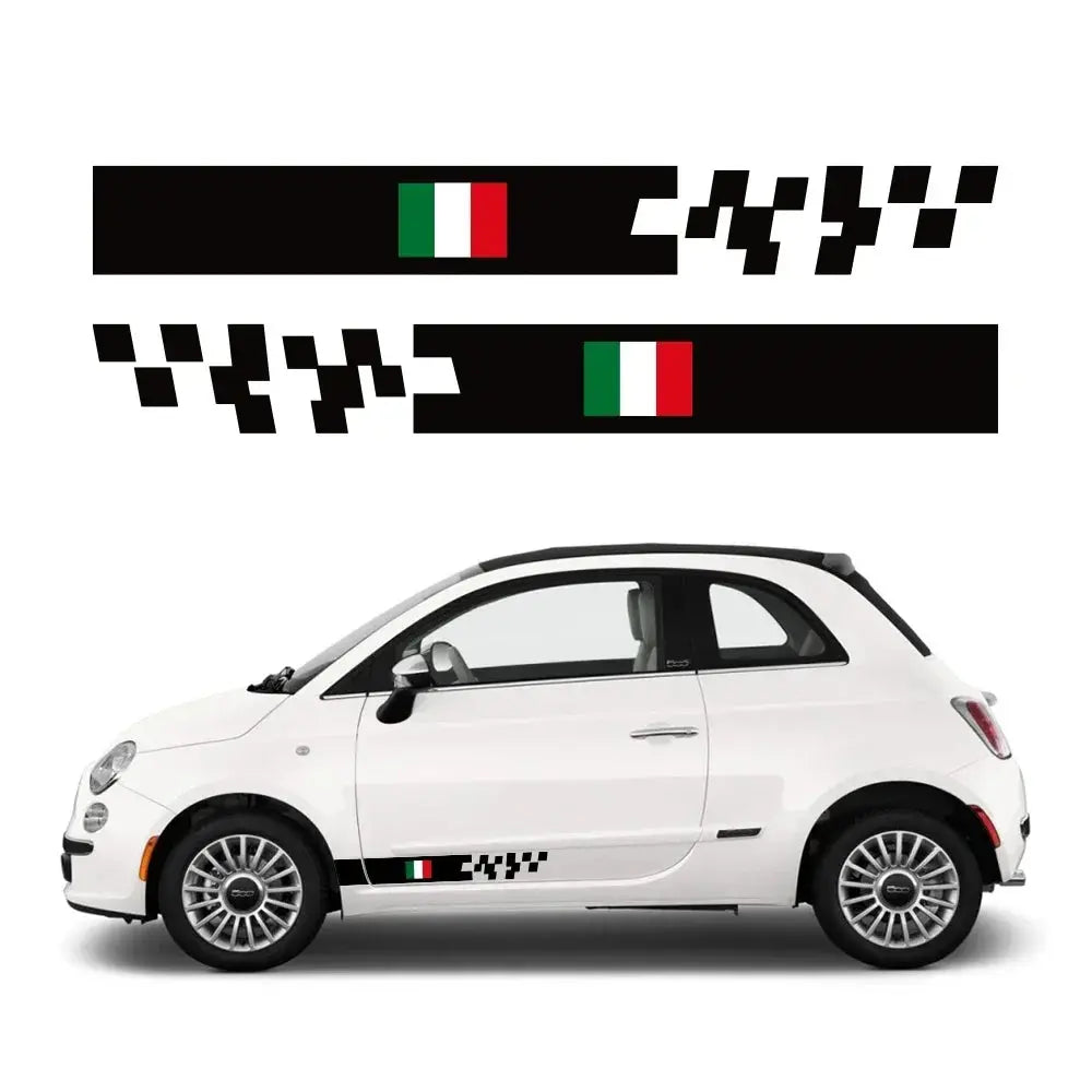Fiat 500 İtalyan Bayrağı Sticker Kapı Şerit Seti | Sticker Master - Sticker Master