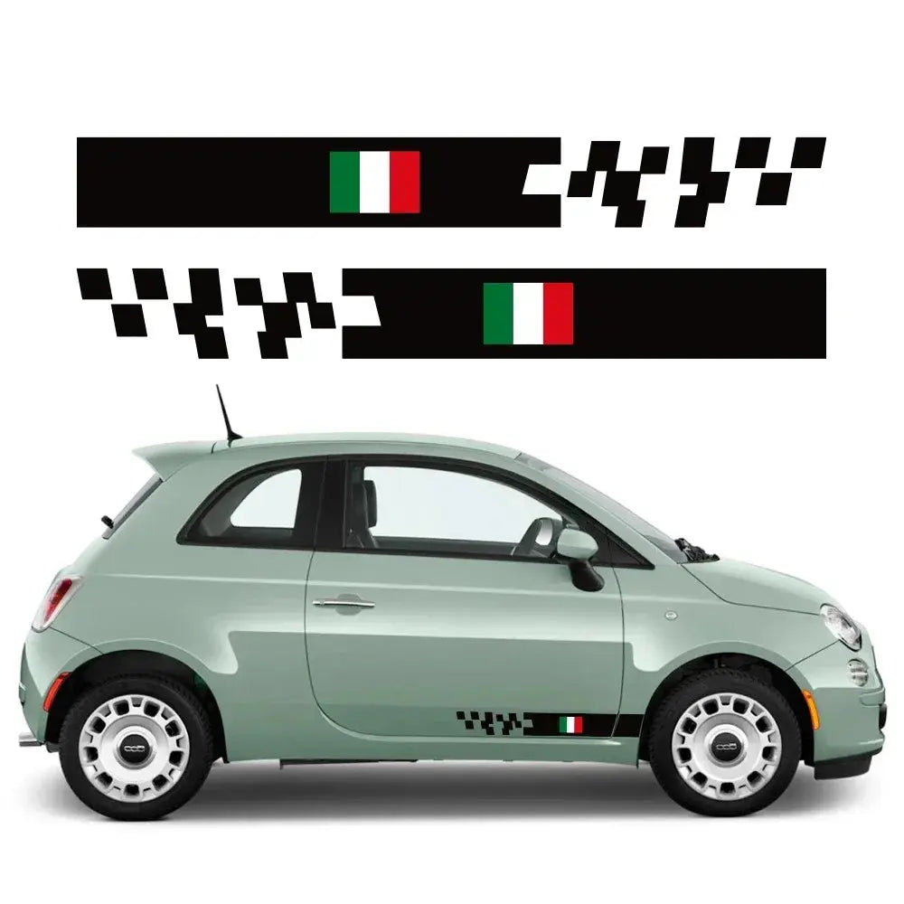 Fiat 500 İtalyan Bayrağı Sticker Kapı Şerit Seti | Sticker Master - Sticker Master