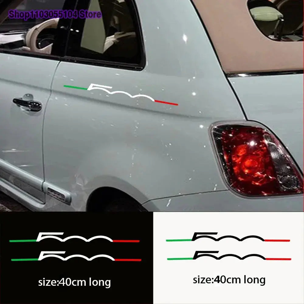 Fiat 500 Sticker | İtalyan Şeritli Silüet Seti (2 Adet) | Sticker Master - Sticker Master