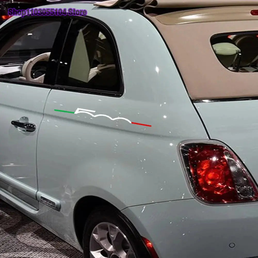 Fiat 500 Sticker | İtalyan Şeritli Silüet Seti (2 Adet) | Sticker Master - Sticker Master