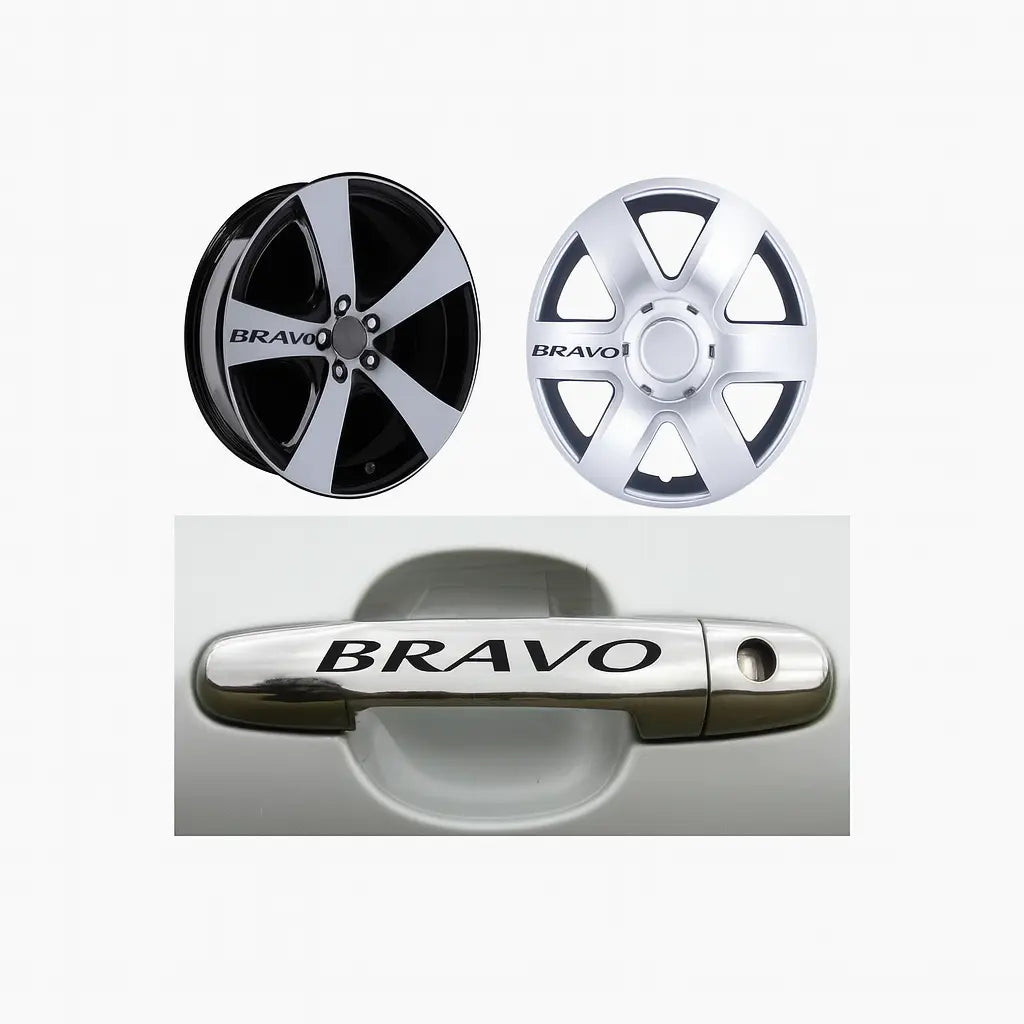 Sticker Master Fiat Bravo Kapı Kolu Jant Oto Araç Sticker Etiket - 10 Adet Sticker Master