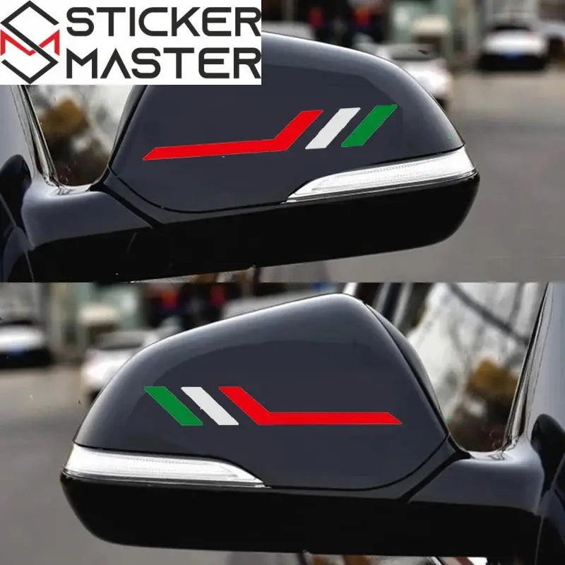 Fiat Sticker | İtalyan Bayrağı Ayna Şerit Decal (2 Adet - 14 cm) Sticker Master