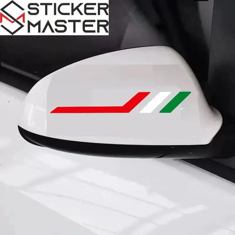 Fiat Sticker | İtalyan Bayrağı Ayna Şerit Decal (2 Adet - 14 cm) Sticker Master