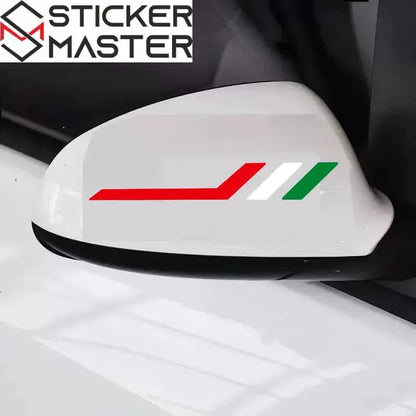 Fiat Sticker | İtalyan Bayrağı Ayna Şerit Decal (2 Adet - 14 cm) Sticker Master