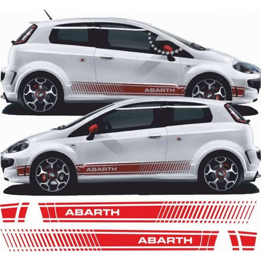 Sticker Master Fiat Punto Evo Abarth Tarzı Yan Şerit Sticker Seti – Sağ ve Sol