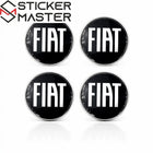 Fiat Jant Göbeği Sticker | Siyah Damla Etiket 5.5 cm (4 Adet)