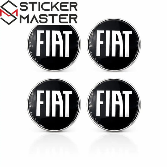 Fiat Uyumlu Jant Göbeği Sticker | Siyah Damla Etiket 5.5 cm (4 Adet) - Sticker Master