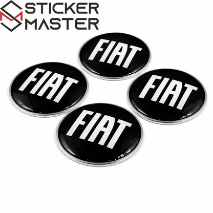Fiat Uyumlu Jant Göbeği Sticker | Siyah Damla Etiket 5.5 cm (4 Adet) - Sticker Master