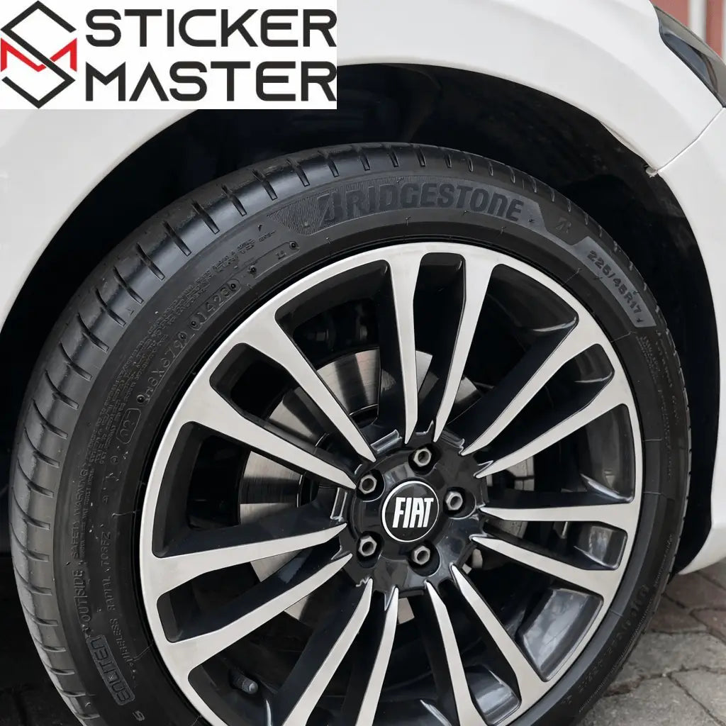 Fiat Uyumlu Jant Göbeği Sticker | Siyah Damla Etiket 5.5 cm (4 Adet) - Sticker Master