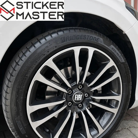 Fiat Uyumlu Jant Göbeği Sticker | Siyah Damla Etiket 5.5 cm (4 Adet) - Sticker Master