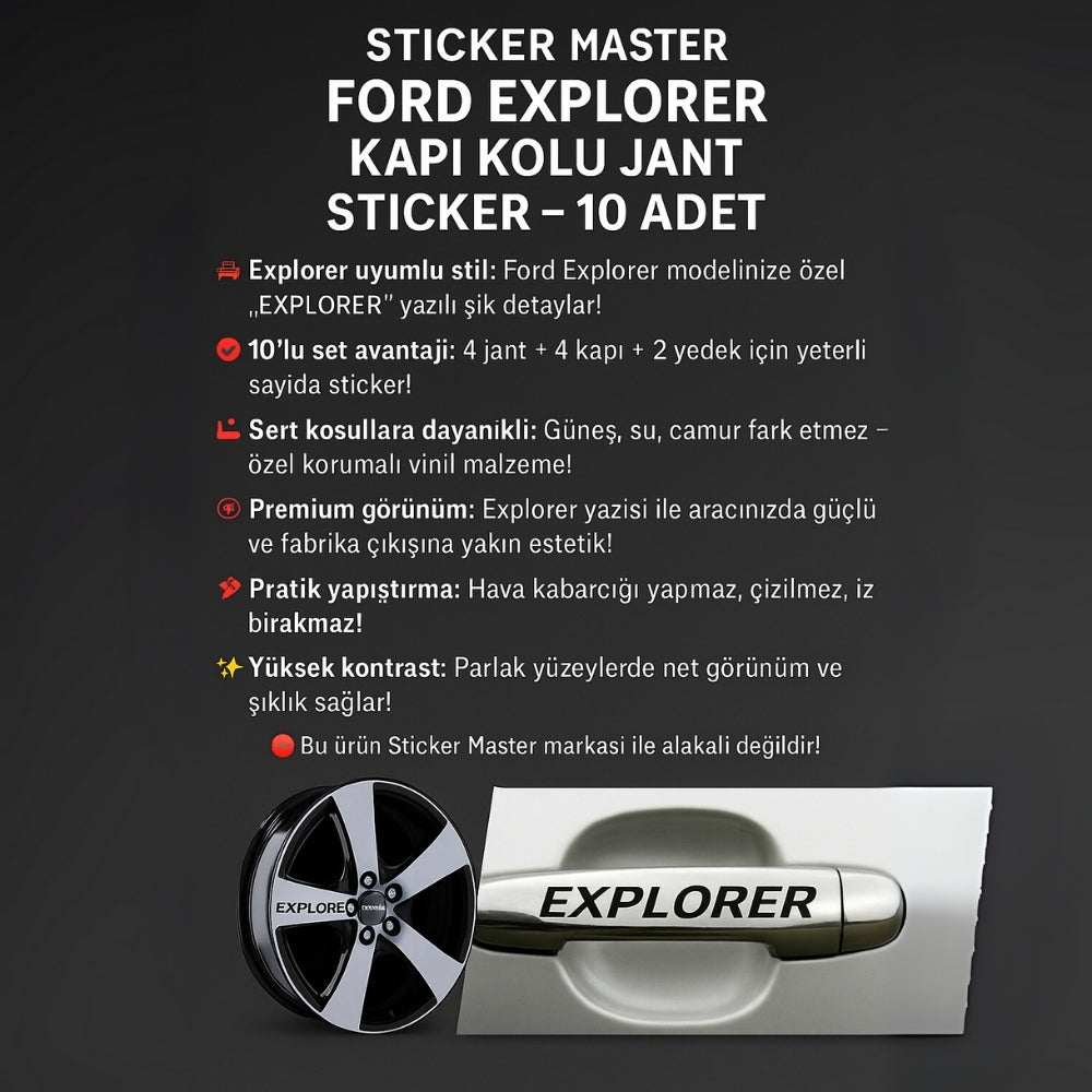 Sticker Master Ford Explorer Kapı Kolu Jant Sticker - 10 Adet