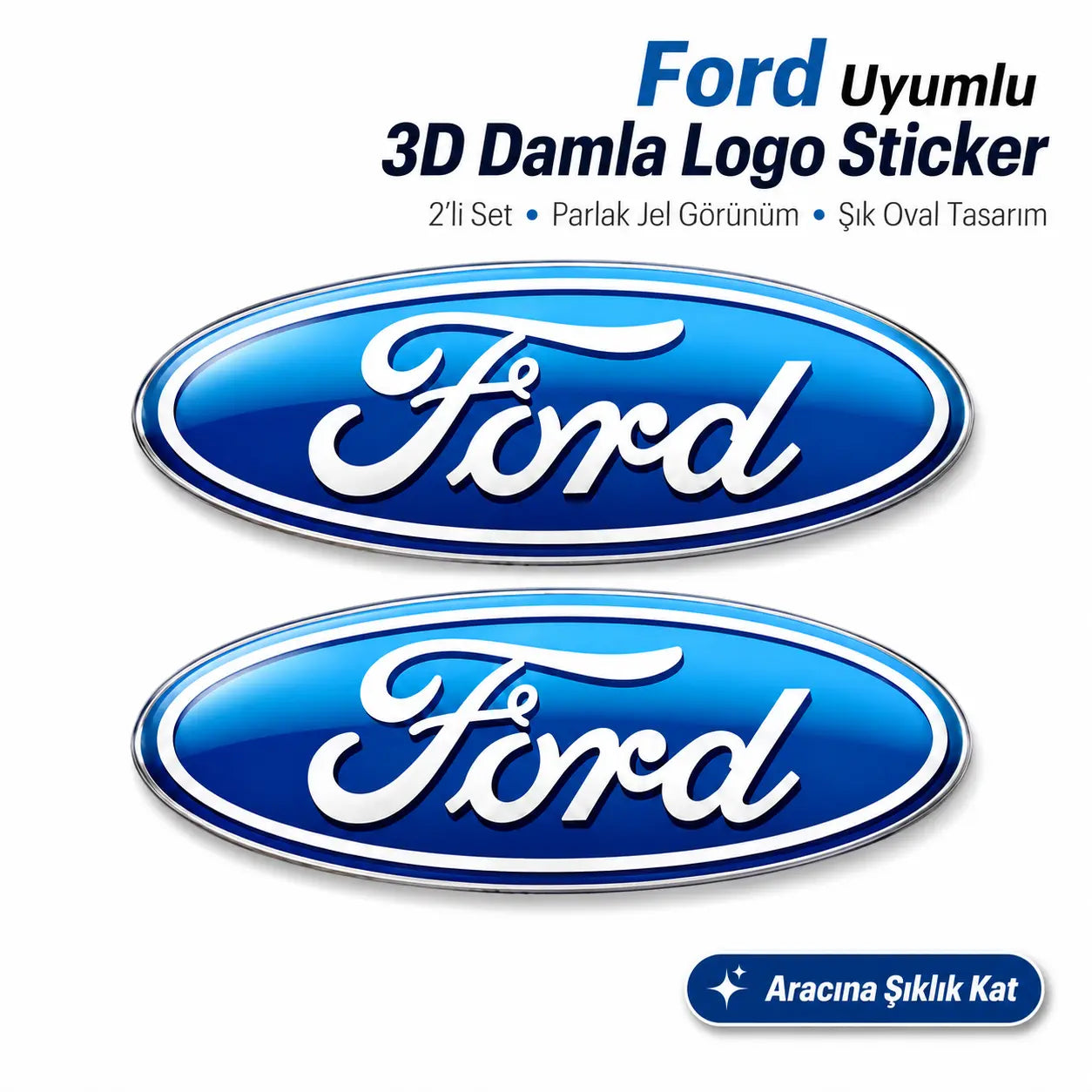 Ford Logo Sticker Oto Araç Çıkartması (2 Adet) | Sticker Master Damla Sticker_01