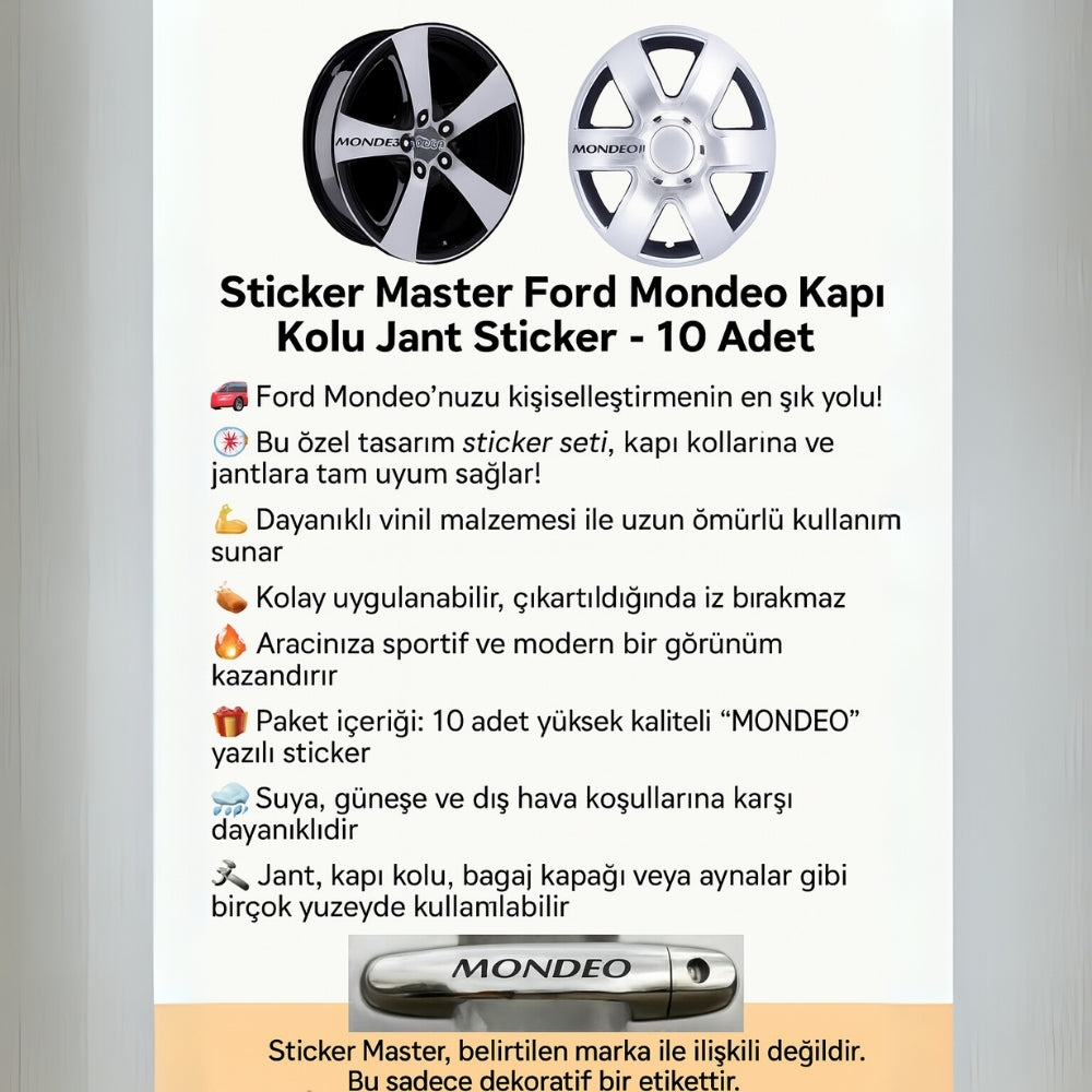Sticker Master Ford Mondeo Kapı Kolu Jant Sticker - 10 Adet