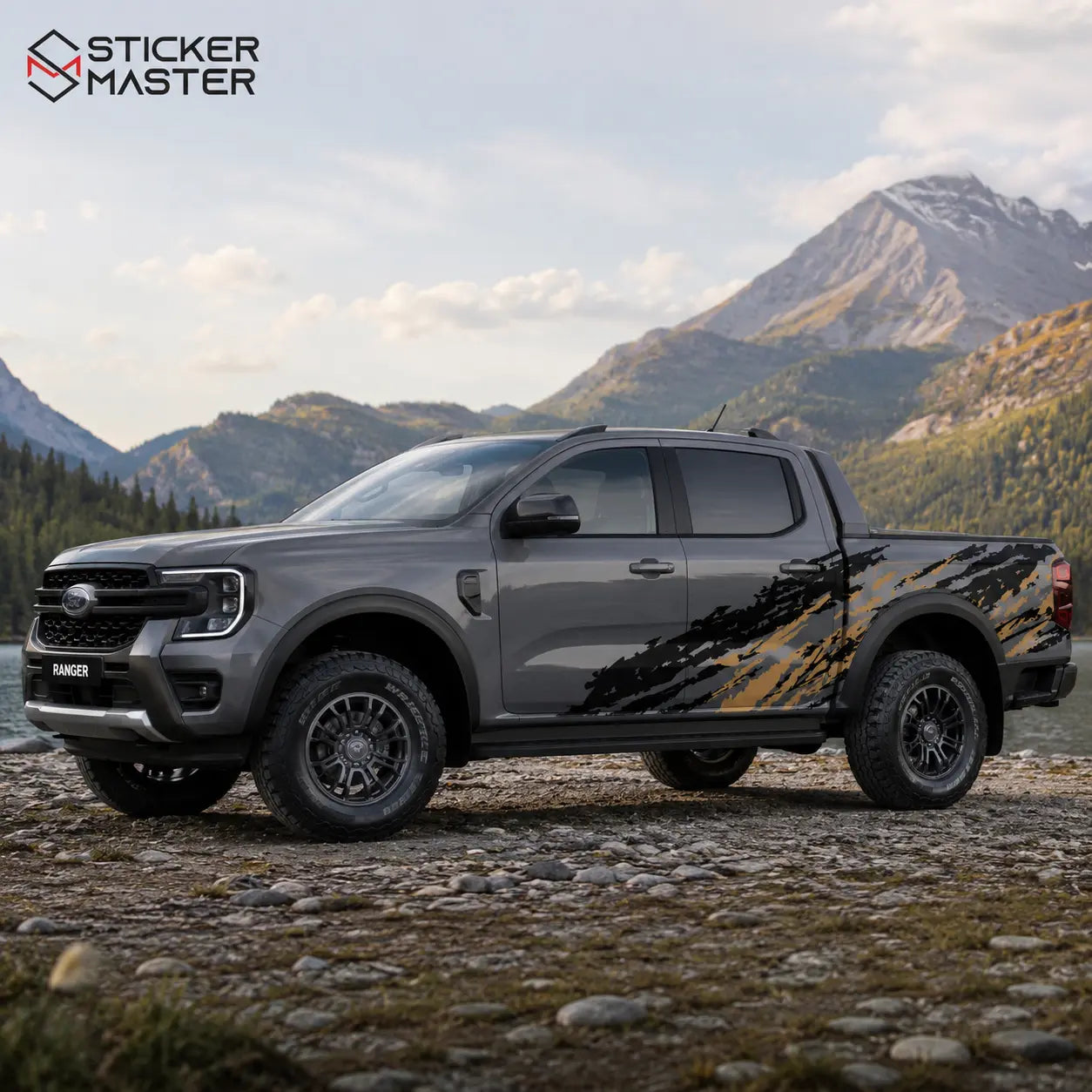 Ford Ranger Uyumlu Siyah Gold Yan Gövde Sticker Seti 