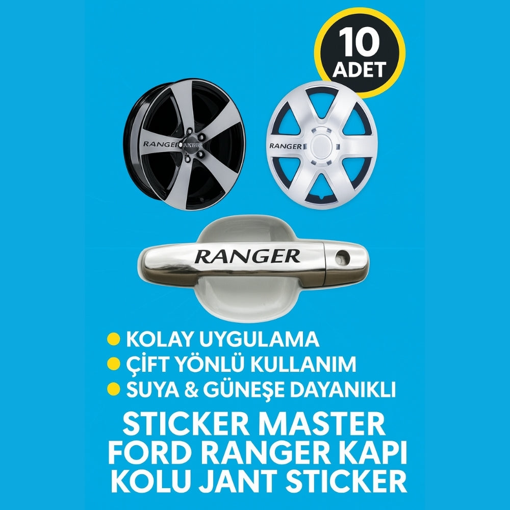 Sticker Master Ford Ranger Kapı Kolu Jant Sticker - 10 Adet