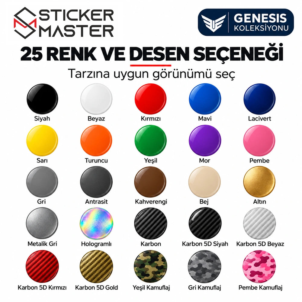 Genesis kapı direği sticker 25 renk/desen seçeneği