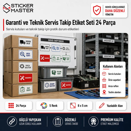 Garanti ve Teknik Servis Takip Etiket Seti 24 Parca