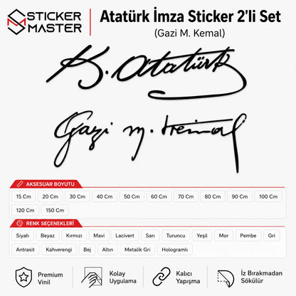 Gazi M. Kemal ve K. Atatürk İmza Sticker Seti