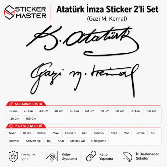 Gazi M. Kemal ve K. Atatürk İmza Sticker Seti