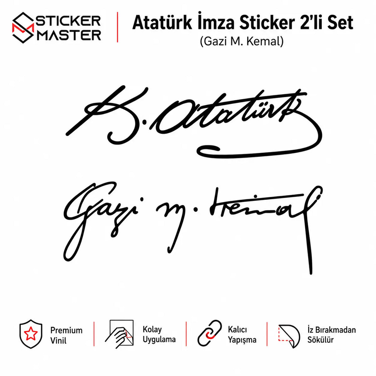 Gazi M. Kemal ve K. Ataturk Imza Sticker Seti
