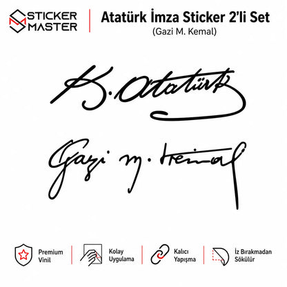 Gazi M. Kemal ve K. Ataturk Imza Sticker Seti
