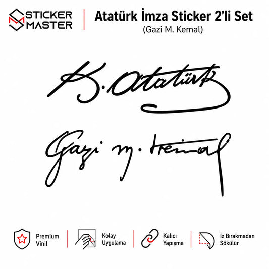Gazi M. Kemal ve K. Ataturk Imza Sticker Seti
