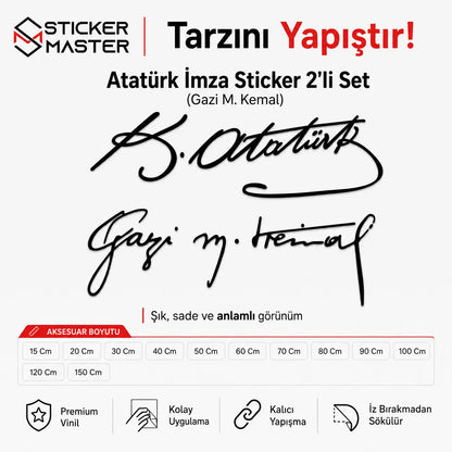 Gazi M. Kemal ve K. Ataturk Imza Sticker Seti 