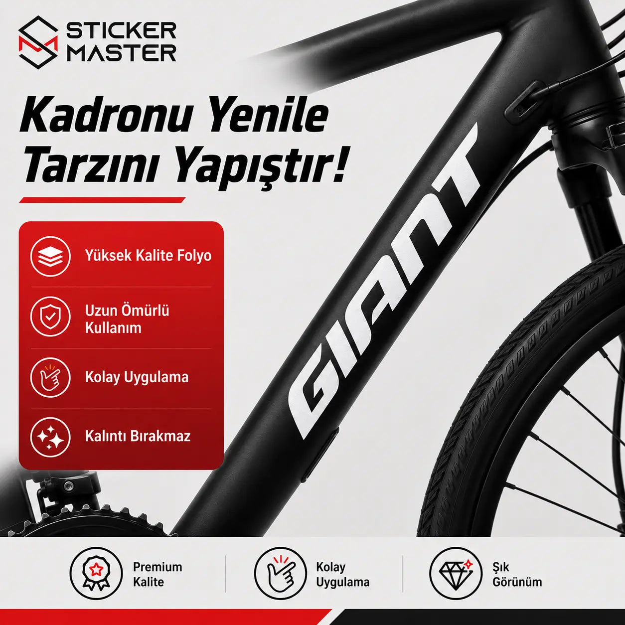 Giant Bisiklet Sticker Seti | Kadro Yenileme Etiketi | Sticker Master detay