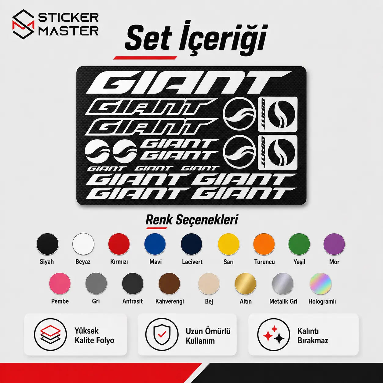 Giant Bisiklet Sticker Seti | Kadro Yenileme Etiketi | Sticker Master renkler