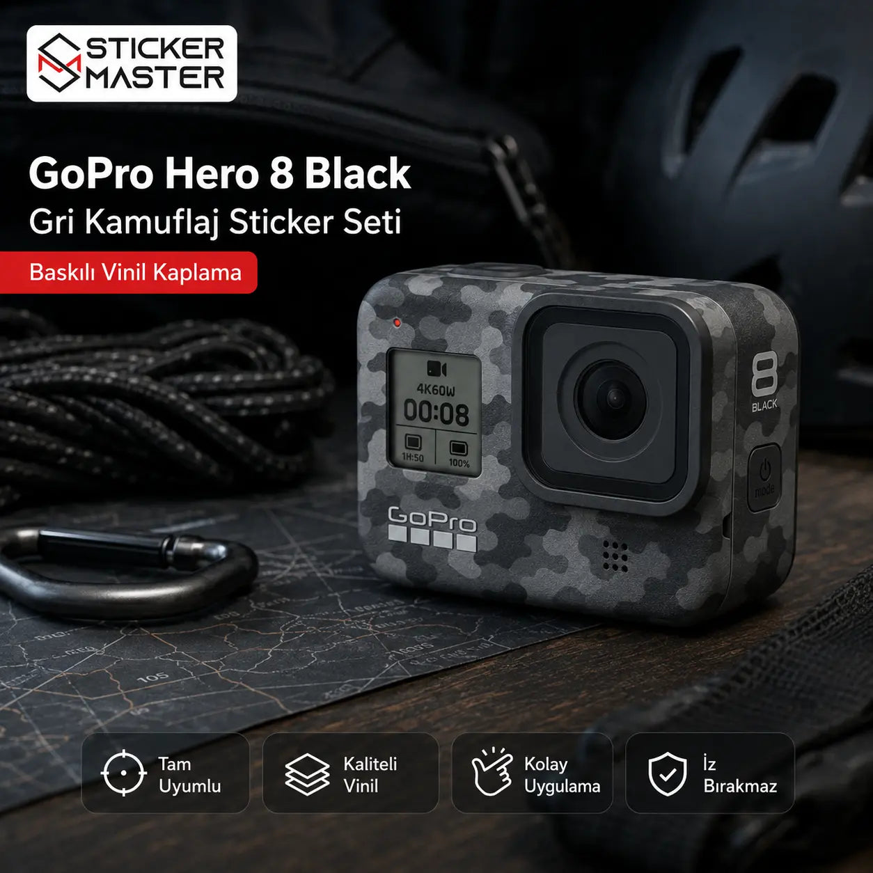 GoPro Hero 8 Black Uyumlu Kamera Sticker Seti Ads
