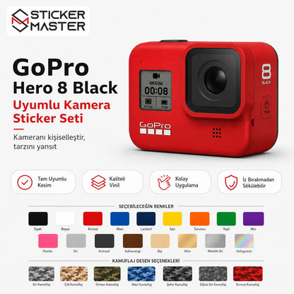 GoPro Hero 8 Black Uyumlu Kamera Sticker Seti renkler ve detaylar