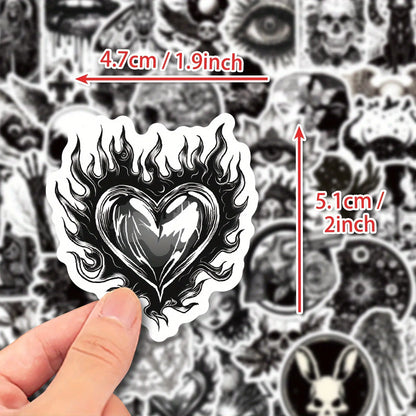 Gothic Punk Siyah Beyaz Sticker Seti 50’li | Sticker Master - Sticker Master