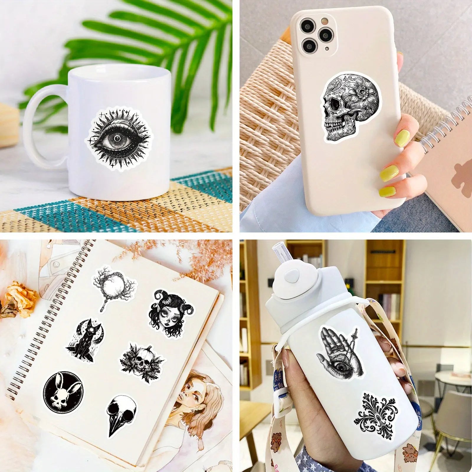 Gothic Punk Siyah Beyaz Sticker Seti 50’li | Sticker Master - Sticker Master