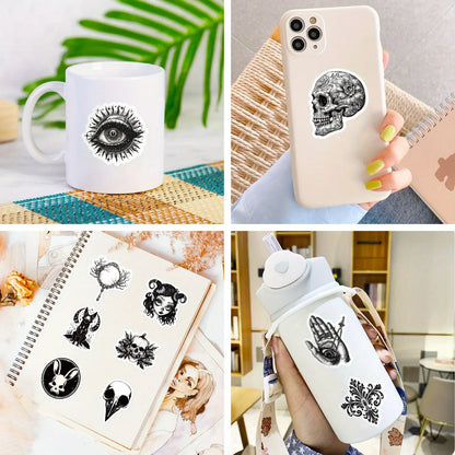 Gothic Punk Siyah Beyaz Sticker Seti 50’li | Sticker Master - Sticker Master