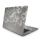 Gri Çiçek Desenli Laptop Sticker Gray Floral Vinil Kaplama | Sticker Master