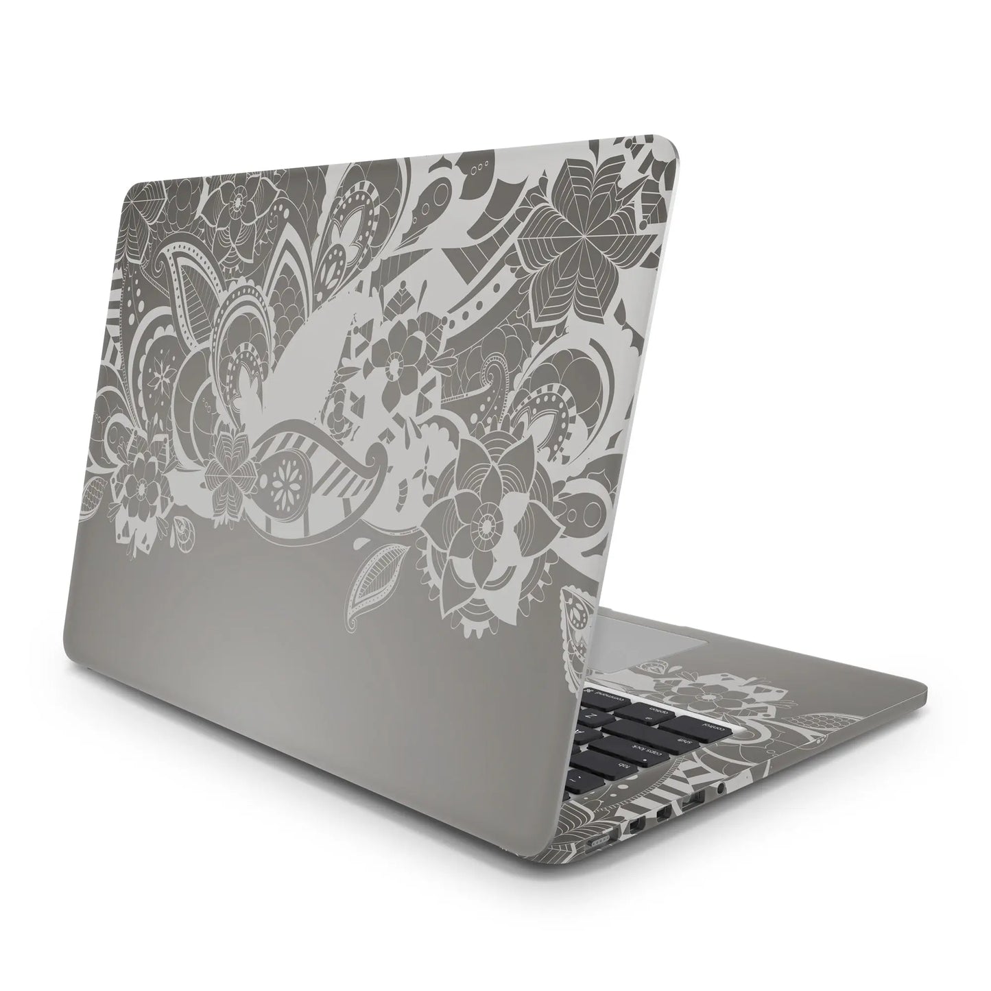 Sticker Master Gray Floral Evrensel Sticker Dizüstü Bilgisayar Vinil Sticker Decal 12" 13" 13.3" 14" 15" 15.4" 15.6 inç Dizüstü Bilgisayar Çıkartma Koruyucu Macbook Asus Acer Hp Lenovo Huawei Dell İçin - Sticker Master