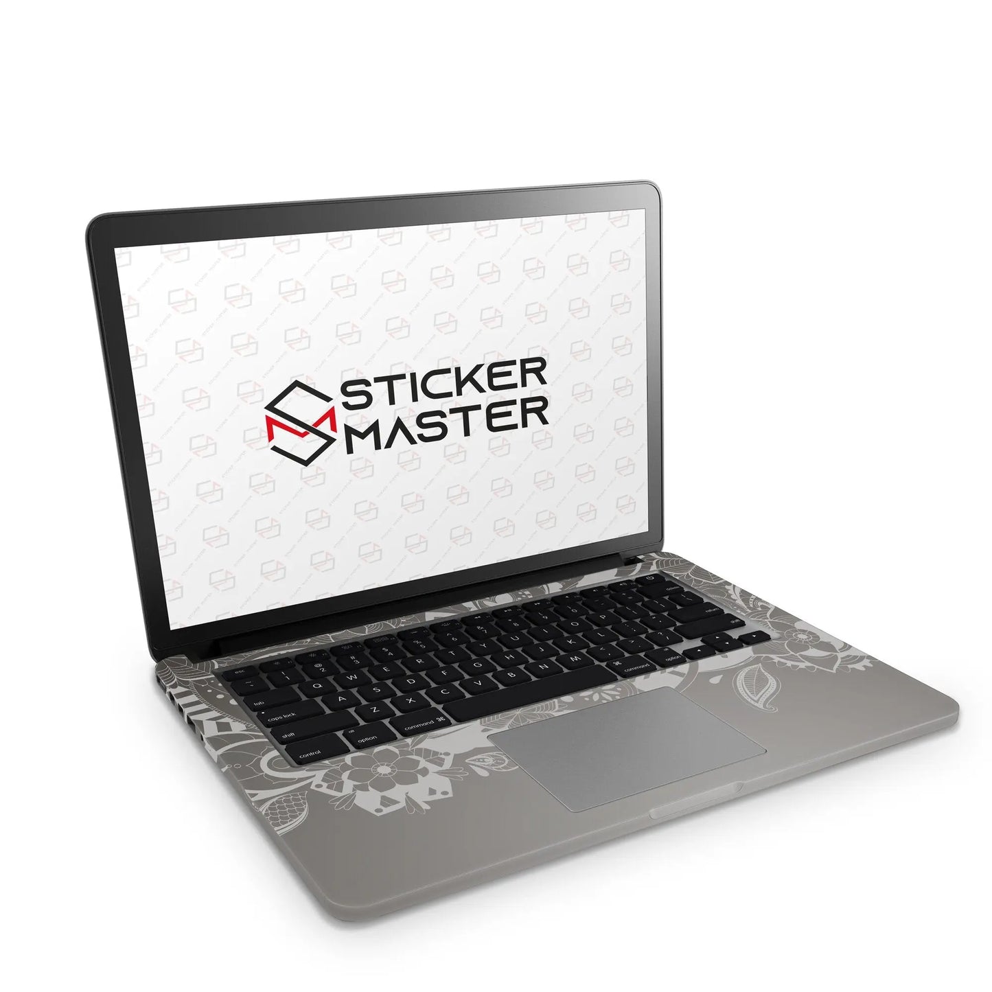 Sticker Master Gray Floral Evrensel Sticker Dizüstü Bilgisayar Vinil Sticker Decal 12" 13" 13.3" 14" 15" 15.4" 15.6 inç Dizüstü Bilgisayar Çıkartma Koruyucu Macbook Asus Acer Hp Lenovo Huawei Dell İçin - Sticker Master