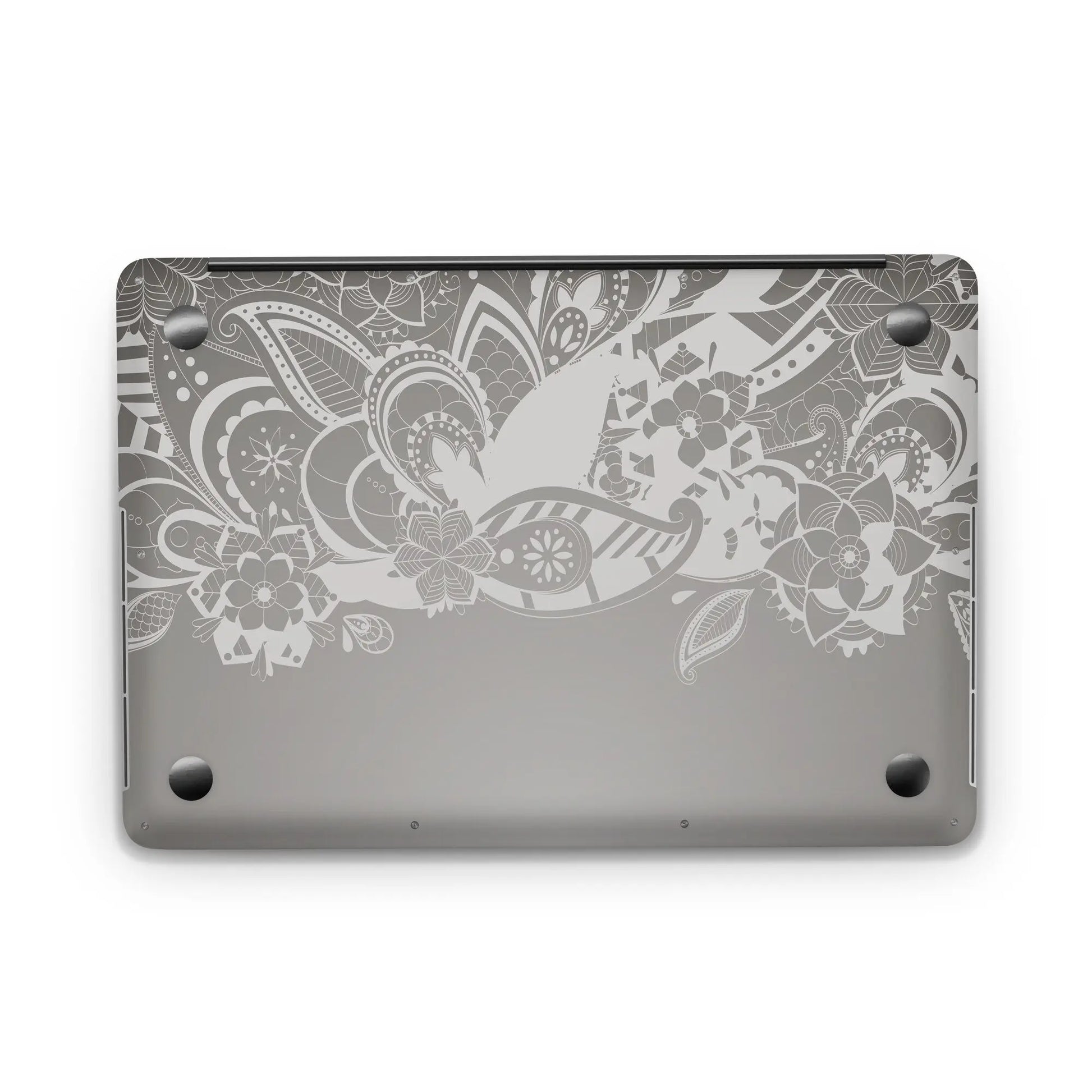 Sticker Master Gray Floral Evrensel Sticker Dizüstü Bilgisayar Vinil Sticker Decal 12" 13" 13.3" 14" 15" 15.4" 15.6 inç Dizüstü Bilgisayar Çıkartma Koruyucu Macbook Asus Acer Hp Lenovo Huawei Dell İçin - Sticker Master
