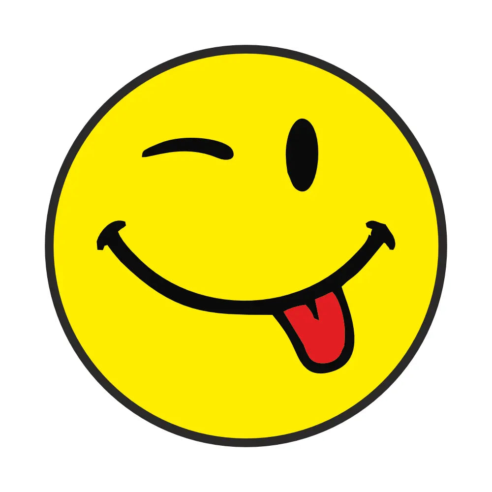 Gülen Yüz Sticker Dil Çıkaran Emoji 12cm | Sticker Master - Sticker Master