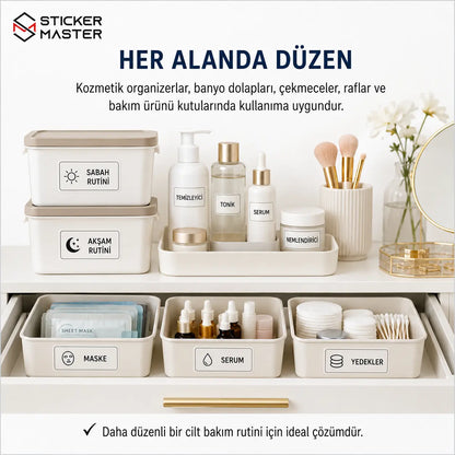 Gunluk Cilt Bakim Rutini Takip Etiket Seti 24 Parca