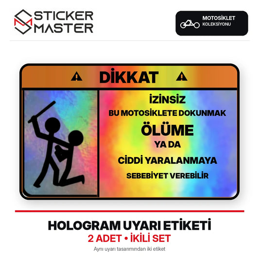 Hologram Motoruma Dokunma ikili set, 2 adet uyarı etiketi ana ürün görseli