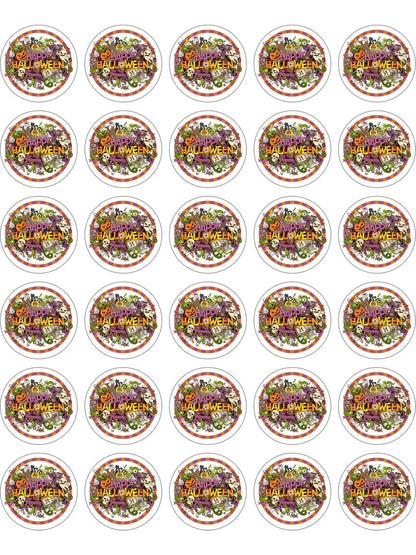 Sticker Master Happy Halloween Yılbaşı Sticker 40 Adet 5 Cm Etiket Yapışkanlı