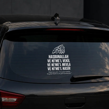Hasbunallah ve Ni'me'l Vekil Hat Yazili Sticker renkler detaylar araç