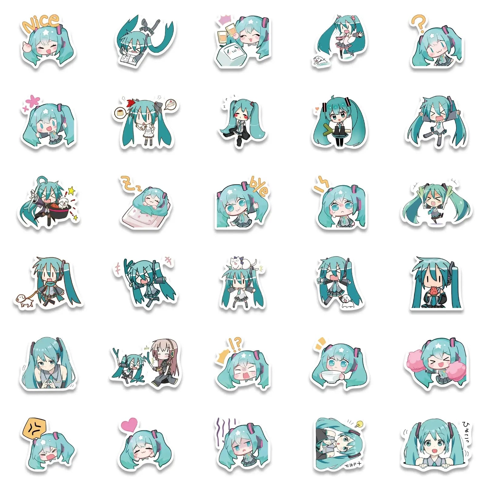 Sticker Master 50 Adet Chibi Sevimli Miku Sticker Set Motor Oto Araç Laptop Telefon Çıkartma Etiket - Sticker Master