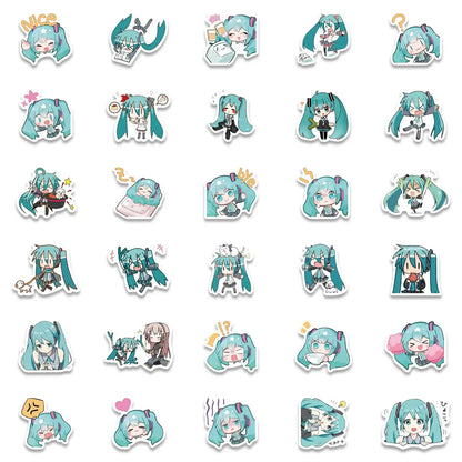 Sticker Master 50 Adet Chibi Sevimli Miku Sticker Set Motor Oto Araç Laptop Telefon Çıkartma Etiket - Sticker Master