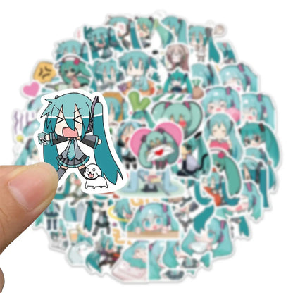 Sticker Master 50 Adet Chibi Sevimli Miku Sticker Set Motor Oto Araç Laptop Telefon Çıkartma Etiket - Sticker Master