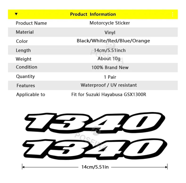 Hayabusa 1340 Sticker Motor Hacmi Yazısı | Sticker Master - Sticker Master