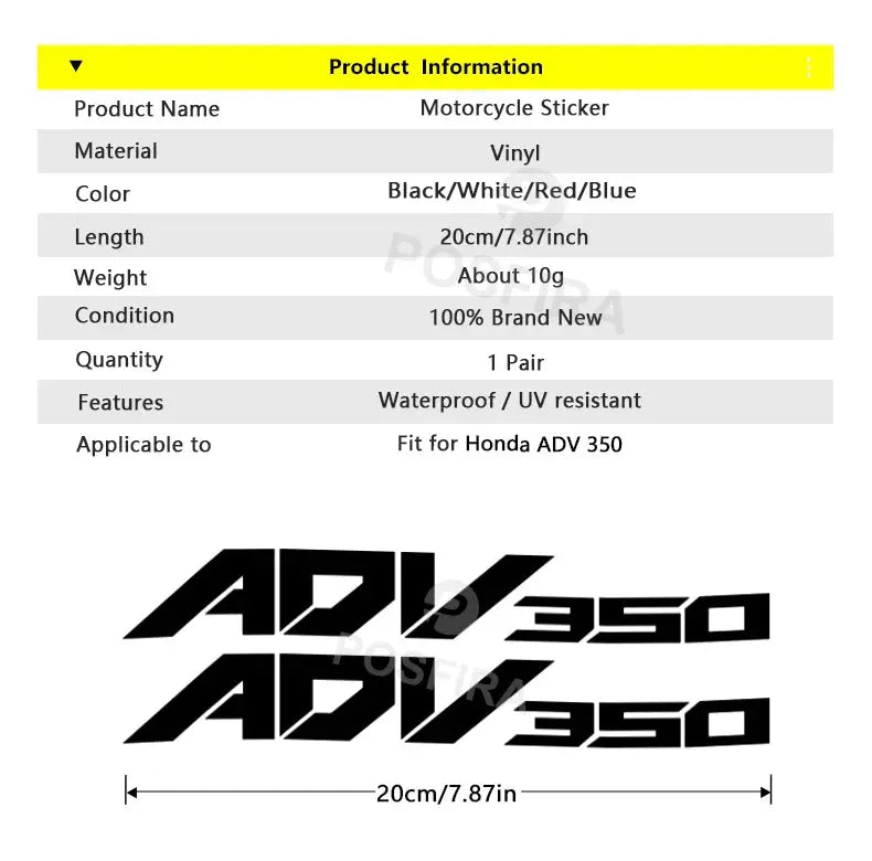 Honda ADV 350 Sticker Yan Grenaj Yazısı Logo | Sticker Master - Sticker Master